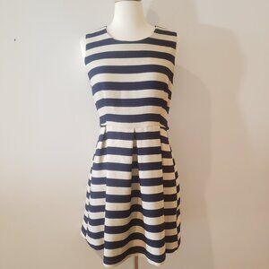 3/$27 Navy and Cream Striped Dress